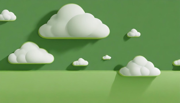 A green background with white clouds on it