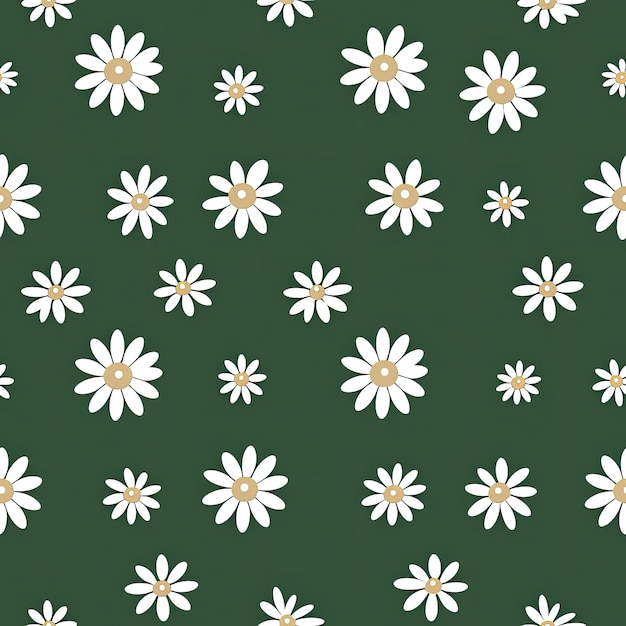 Photo a green background with white daisies on it