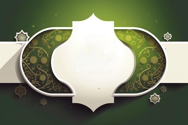 A green background with a white frame and a green background with a gold star and the word ramadan.