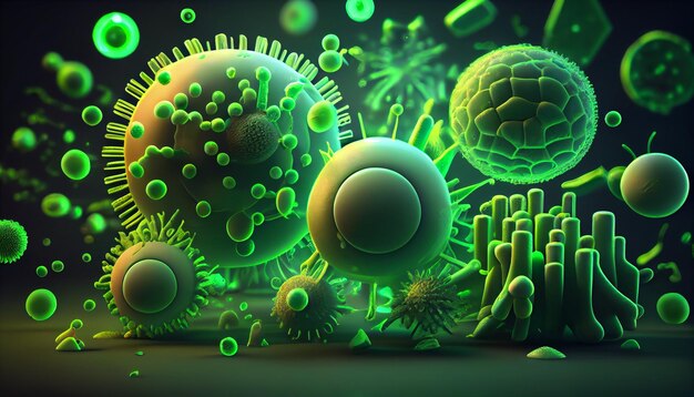 A green background with the word virus.