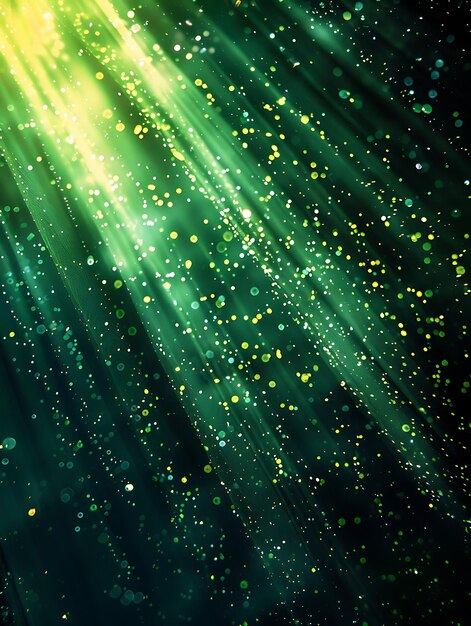 a green background with yellow glitter and stars