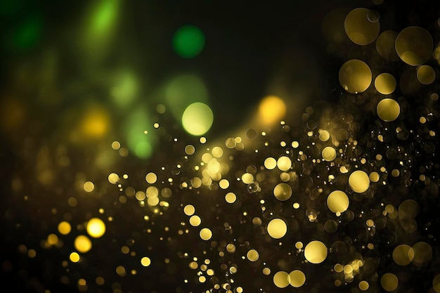 A green background with yellow lights and a green bokeh.