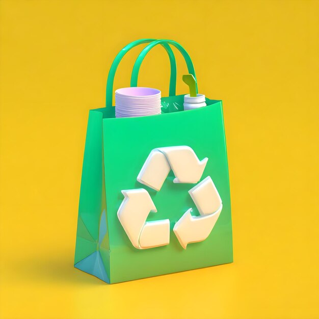 a green bag with a recycling green logo on it