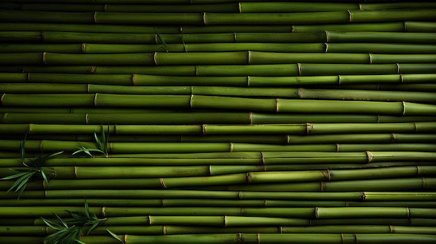 Foto sfondo di bambù verde primo piano vista dall'alto con spazio di copia