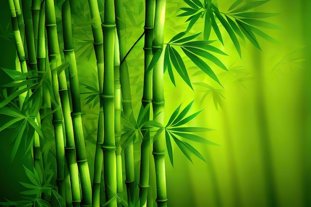 Photo green bamboo grass close up generative ai
