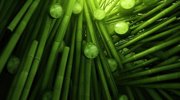 写真 緑の竹のテクスチャー美しい緑の葉と茎生成ai
