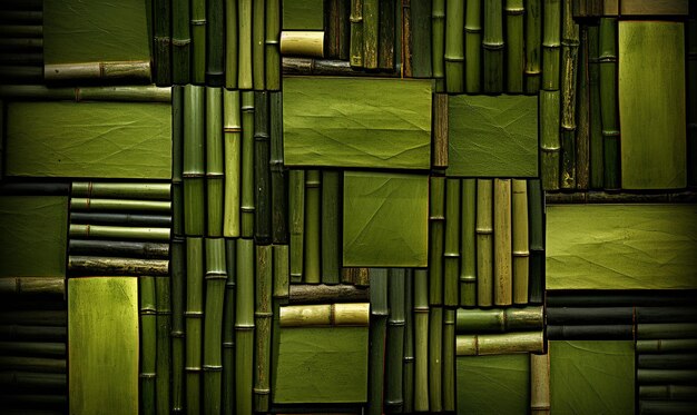 A green Bamboo trunk dark background