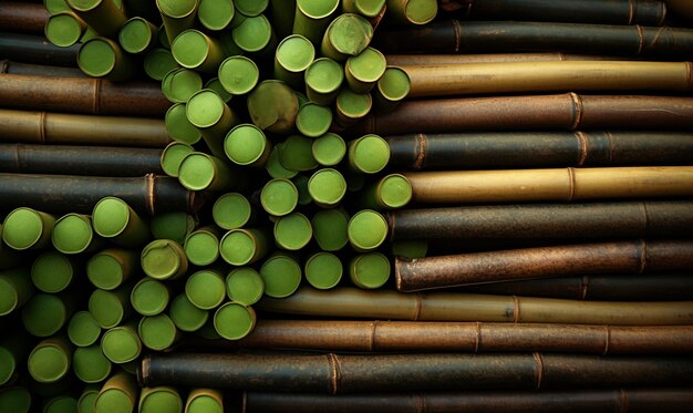 A green Bamboo trunk dark background