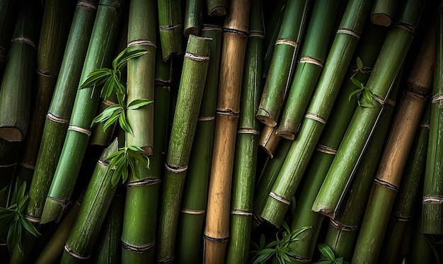 Зелёный бамбуковый ствол на темном фоне