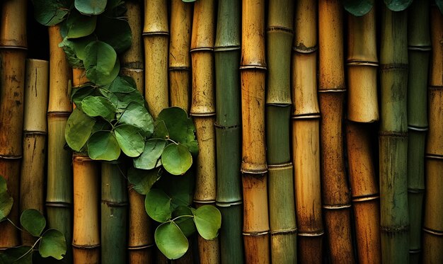 A green Bamboo trunk dark background