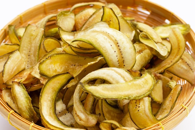 Green banana chips with peel