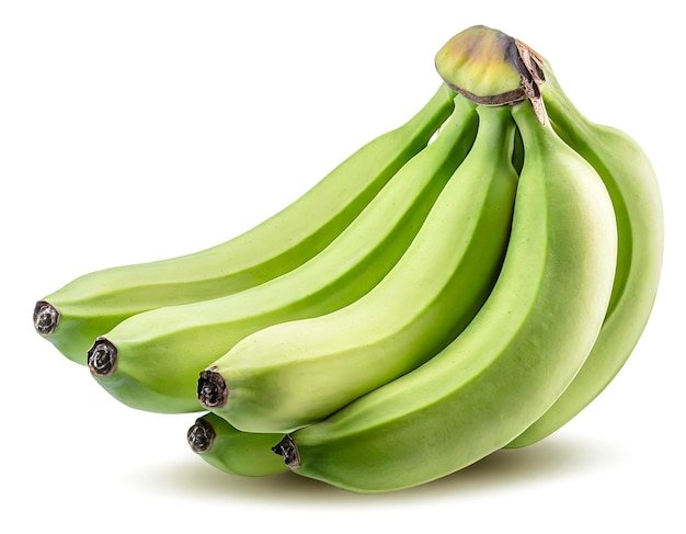 Green banana isolated on white background clipping path