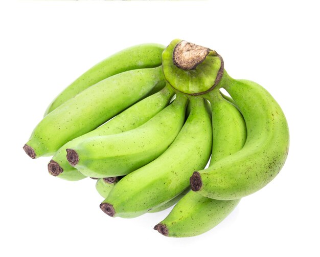 green bananas isolated on white background