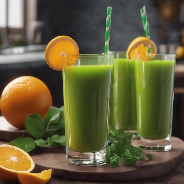 Green banner orange juice