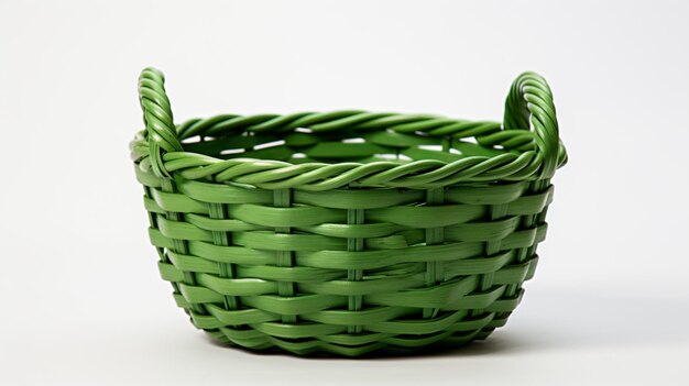 Photo a green basket with a handle that says  no  on it