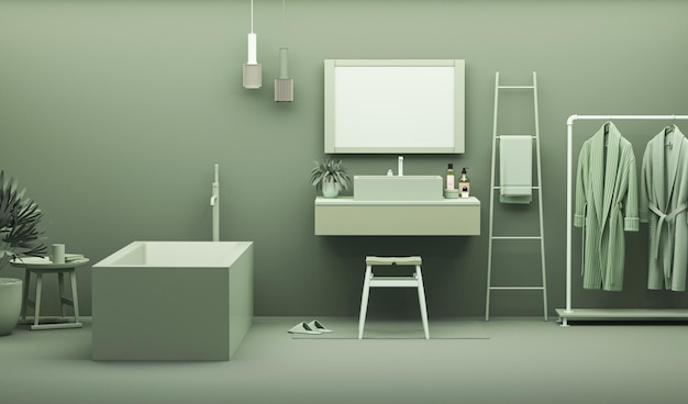 Green bathroom interior color of the year 2023 Patel blue color Template modern design interior