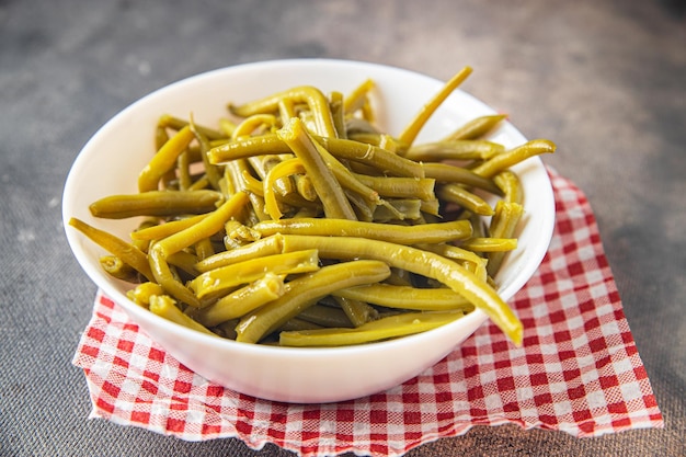 green bean canned boiled beans fresh healthy meal food snack diet on the table copy space food