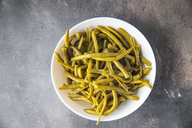 green bean canned boiled beans fresh healthy meal food snack diet on the table copy space food