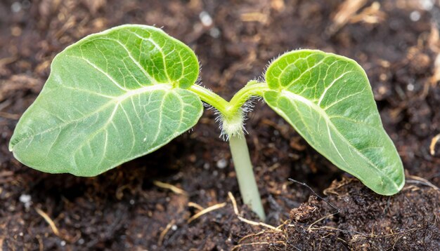 Photo green bean phaseolus vulgaris seedling