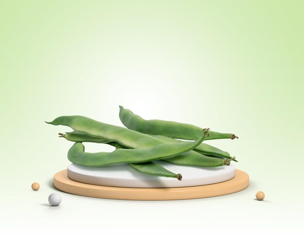 Green bean on a plate isolated from the background