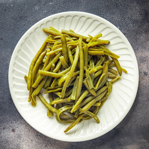 green beans boiled bean ready to eat fresh healthy meal food snack diet on the table copy space