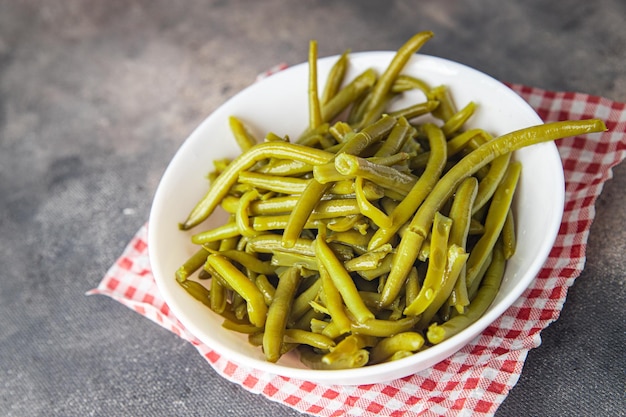 green beans boiled bean ready to eat fresh healthy meal food snack diet on the table copy space