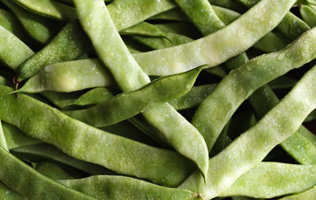 Green beans closeup above view