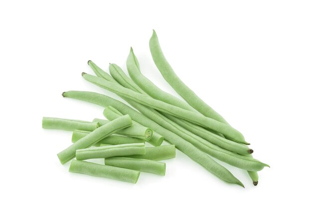 Green beans isolated on white background.