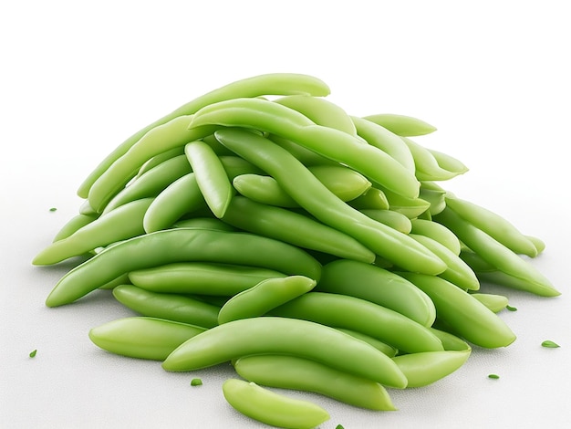 Green beans On Plain White style Background