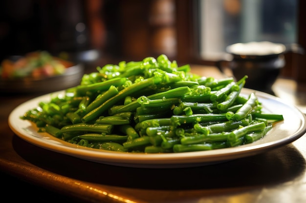 Green beans on the table Generative AI