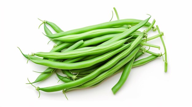 green beans on white background Generative Ai