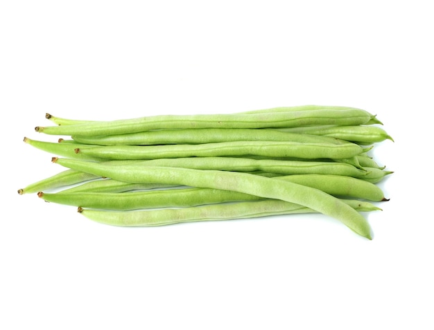 Green beans on white background