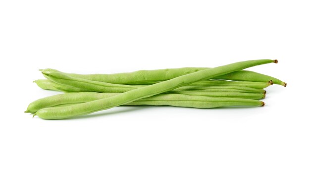 Green beans on white background