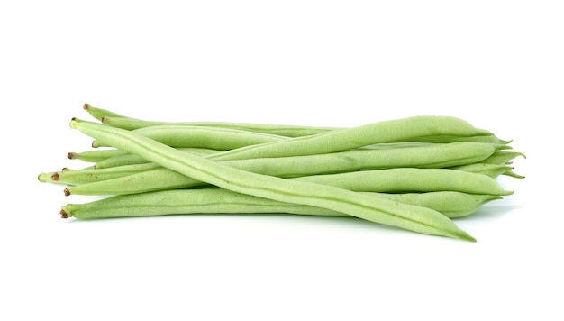 Green beans on white background