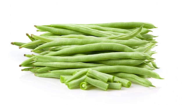 Green beans on a white