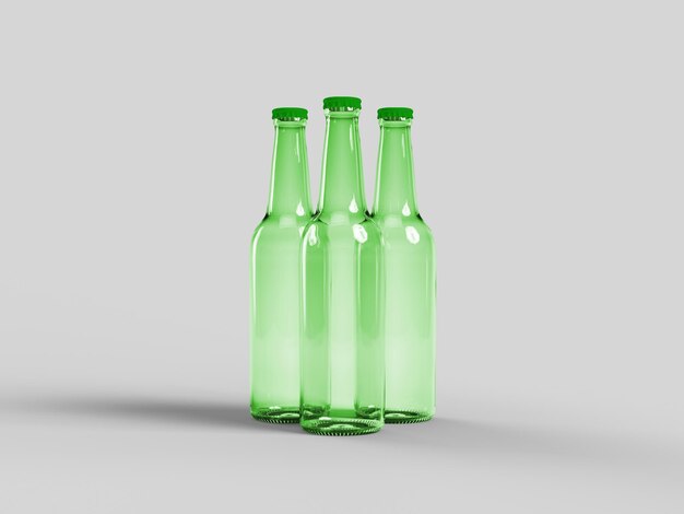 緑のビール瓶モックアップ分離空白ラベル