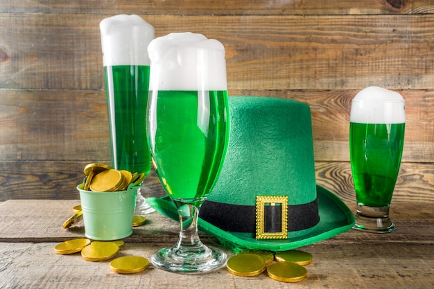 Green beer glasses for St Patrick's day party