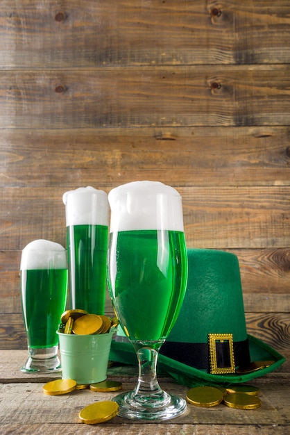 Green beer glasses for St Patrick's day party