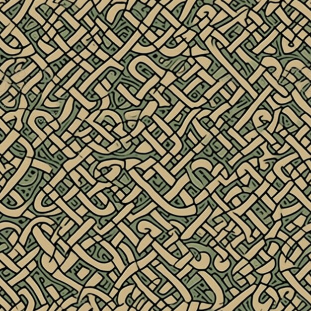 a green and beige celtic pattern with a knot generative ai