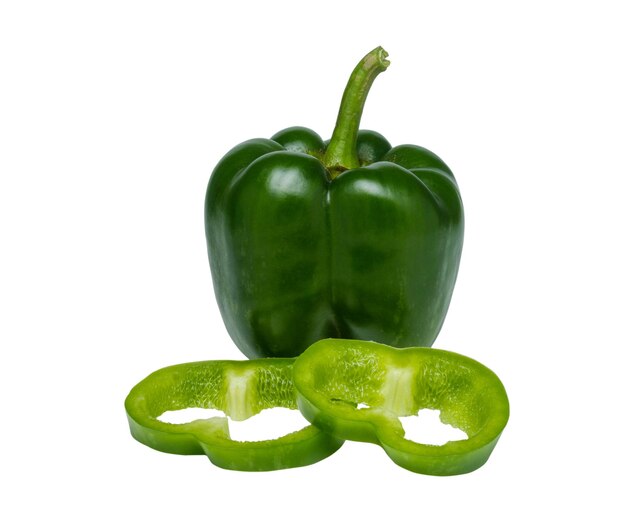 Green bell pepper isolated on white background clipping path