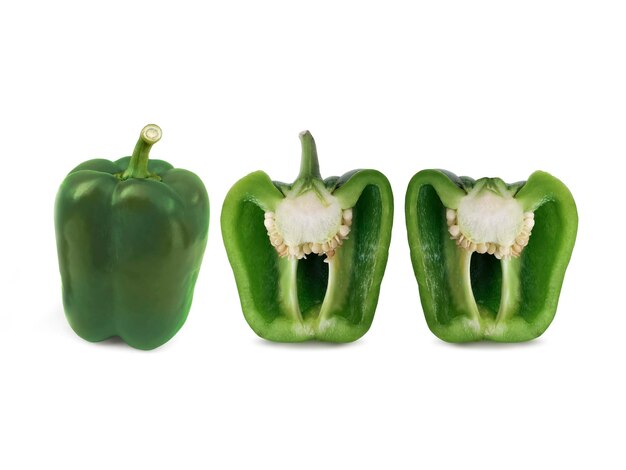 Green bell pepper isolated on white background