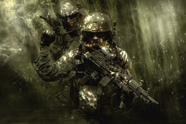 ジャングルのグリーンベレツ兵士