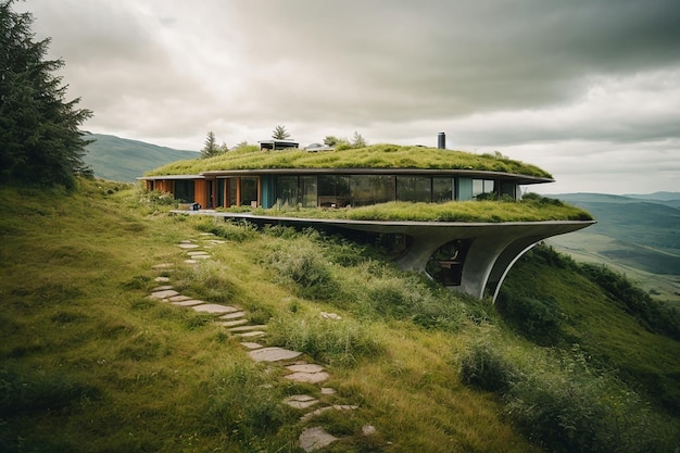 Green beyond design an ecofuturistic abode with living architecture and recycled harmony