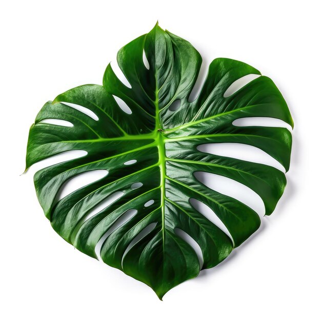 Photo green big jungle leaf monstera leaf on white background