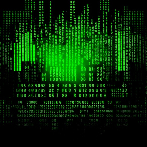 Photo green binary code technology digital background design