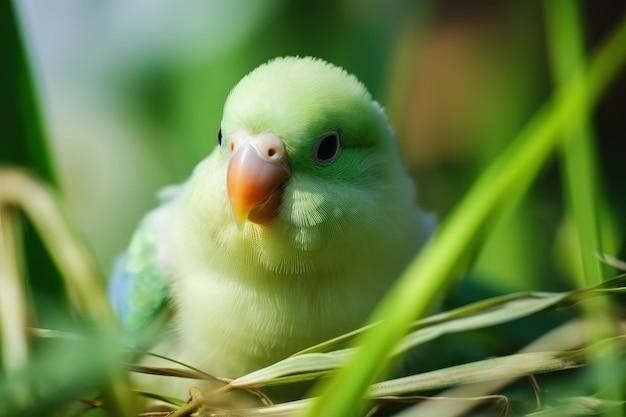 Зеленая птица с желтым клювом