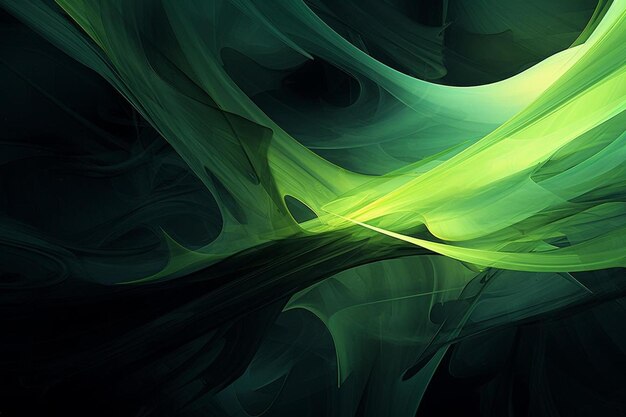 A green and black background with a green and black and white image of