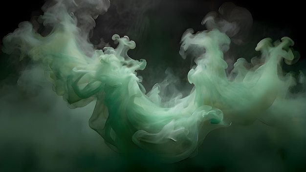 a green and black background with a green and white smoke