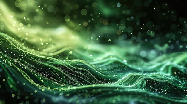 Green and Black Background With a Wave Simple and Vivid Image for Design and Art Projects