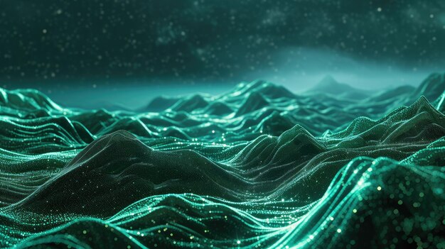 Green and Black Background With a Wave Simple and Vivid Image for Design and Art Projects